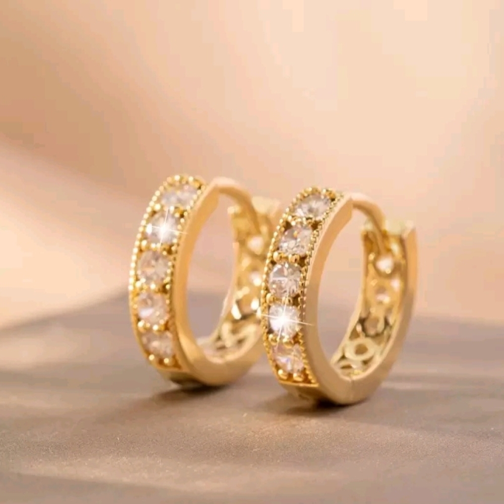 Elegant Gold Hoop Earrings with Crystals